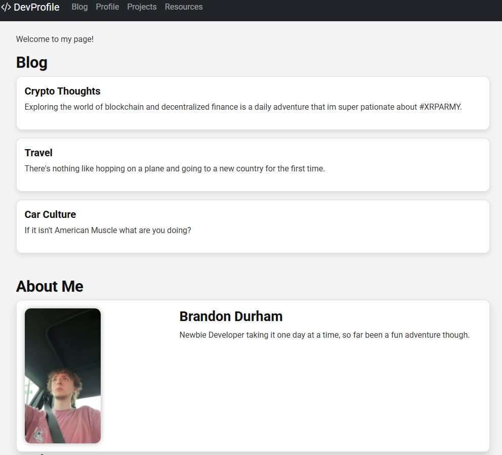 Portfolio website preview